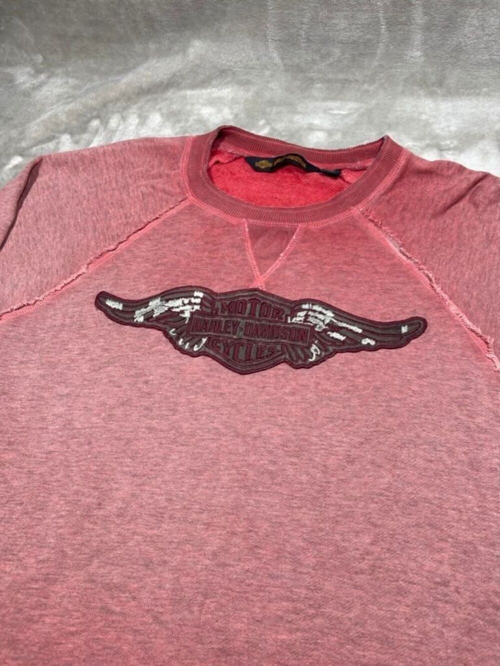 Harley Davidson Y2K Sweatshirt Women XL Ombre Pullover Embroidered Motorcycle